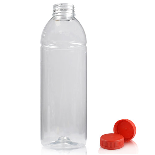 1 Litre Plastic Juice Bottle With Red Juice Screw Cap