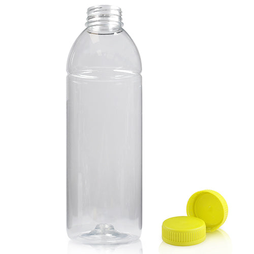 1 Litre Plastic Juice Bottle With Yellow Juice Screw Cap