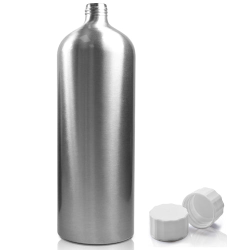 1 Litre Aluminium Bottle With White Screw Cap