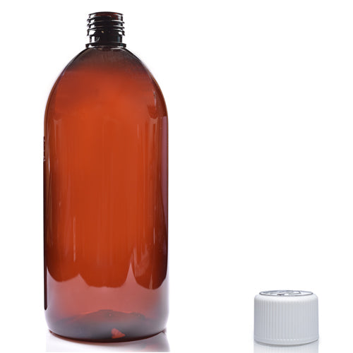 1 Litre Amber PET Bottle With Child Resistant Cap
