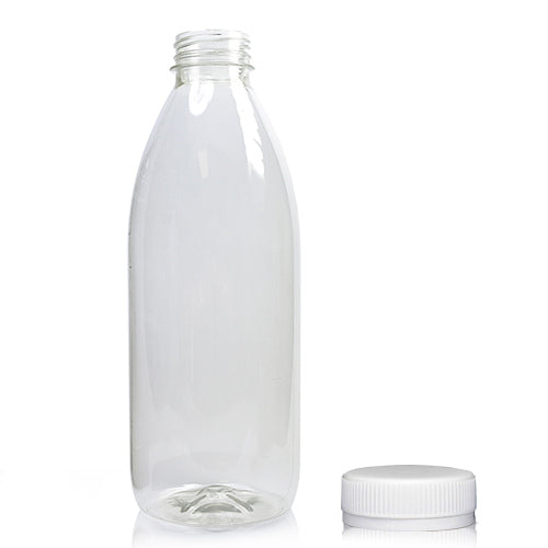 1000ml Classic Clear 30% RPET Juice Bottle (Wholesale) - 38mm White T/E Bottle Cap