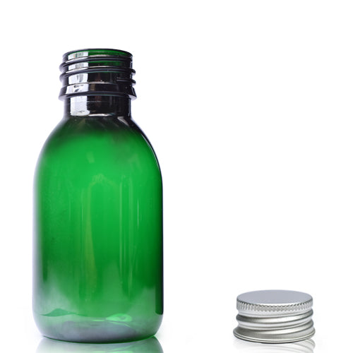 100ml Green PET Sirop Bottle & 28mm Aluminium Cap