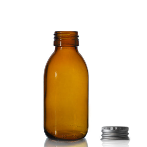 125ml Amber Glass Sirop Bottle & Aluminium Cap