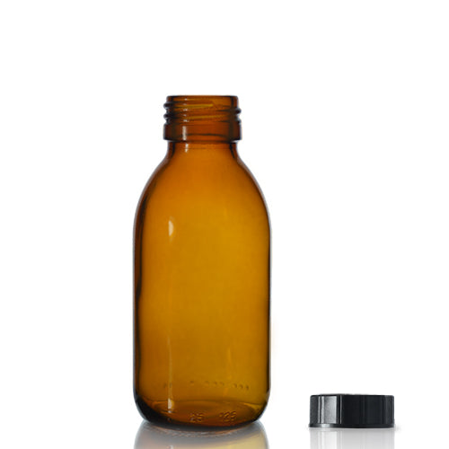 125ml Amber Glass Sirop Bottle With Black PP Screw Cap