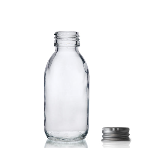 125ml Clear Glass Sirop Bottle & Aluminium Cap