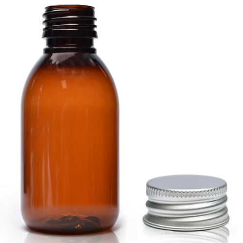 125ml Amber PET Sirop Bottle & 28mm Aluminium Cap