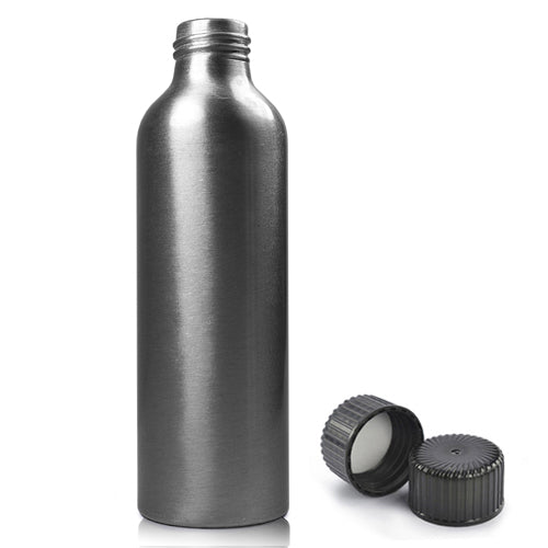 150ml Brushed Aluminium Bottle With Screw Cap - Black