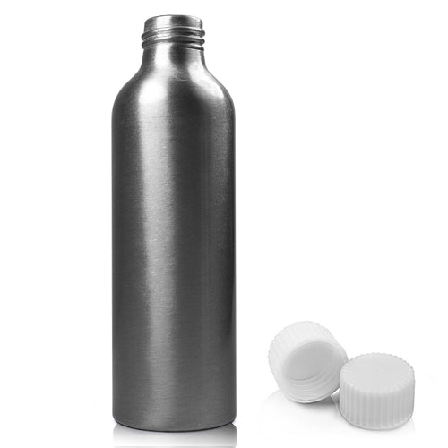 150ml Brushed Aluminium Bottle With Screw Cap - White
