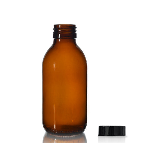 150ml Amber Glass Sirop Bottle With Black PP Polycone Cap