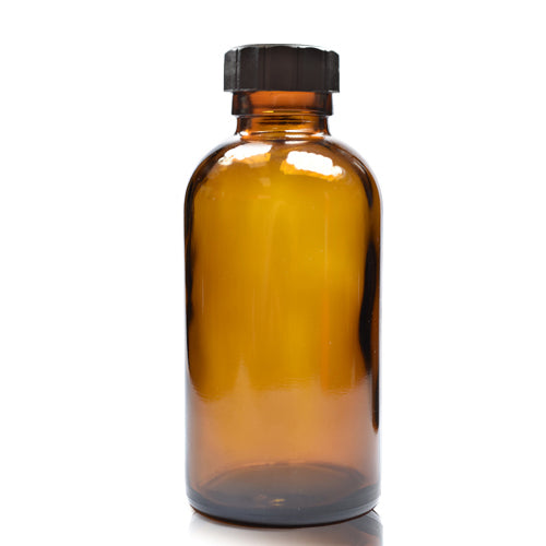 150ml Amber Glass Boston Bottle With Black PP Screw Cap