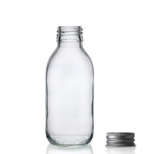 150ml Clear Glass Sirop Bottle & Aluminium Cap