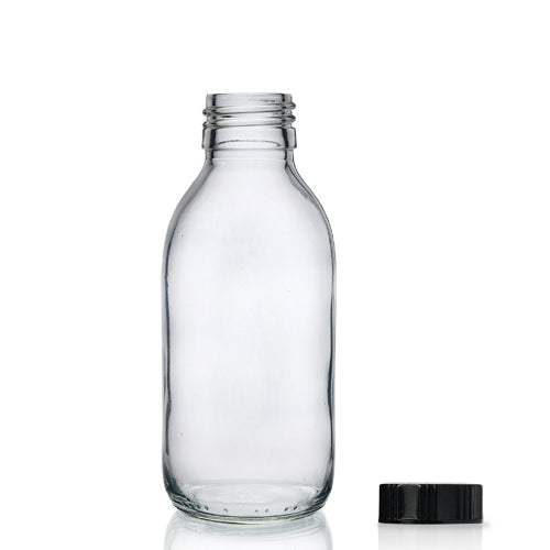 150ml Clear Glass Sirop Bottle With Black PP Polycone Cap