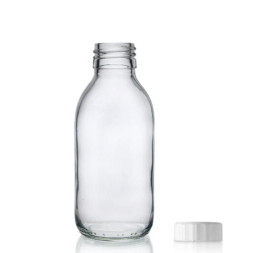 150ml Clear Glass Sirop Bottle With White PP Screw Cap