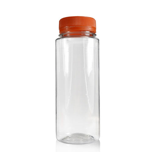 150ml Slim Plastic Juice Bottle (38mm Neck) (Wholesale) - 38mm Orange T/E Bottle Cap