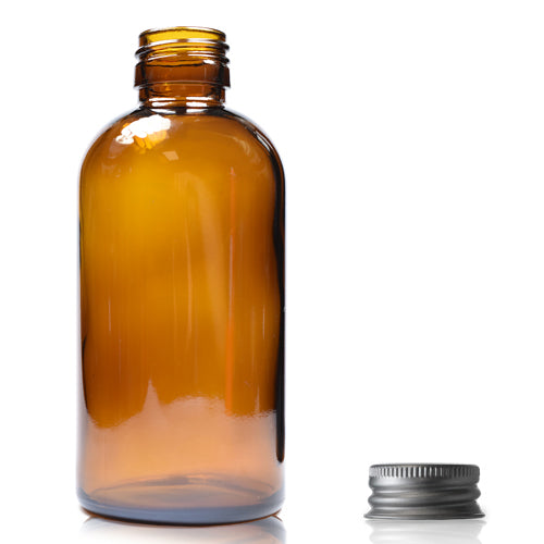 200ml Amber Glass Boston Bottle & Aluminium Cap