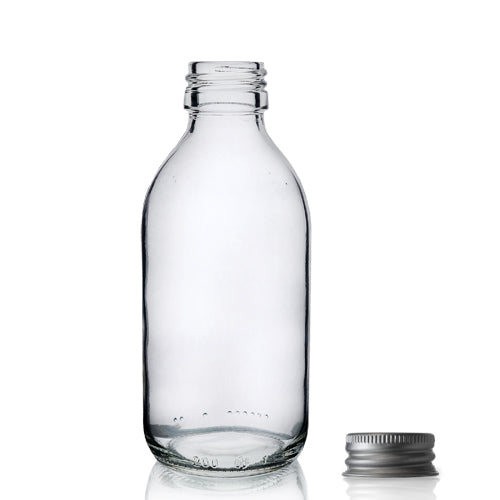 200ml Clear Glass Sirop Bottle & Aluminium Cap