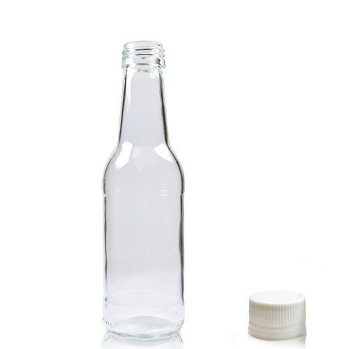 200ml Clear Glass Mixer Bottle & MCA Screw Cap - White