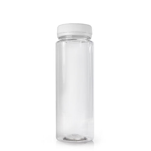 200ml Slim Plastic Juice Bottle (38mm Neck) (Wholesale) - 38mm White T/E Bottle Cap