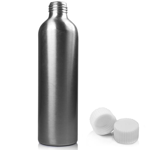 250ml Brushed Aluminium Bottle With Screw Cap - White