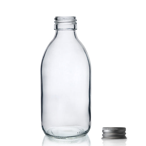 250ml Clear Glass Sirop Bottle & Aluminium Cap