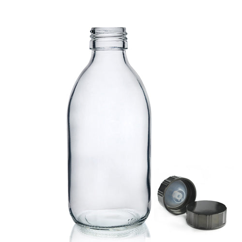 250ml Clear Glass Sirop Bottle & Urea Polycone Cap