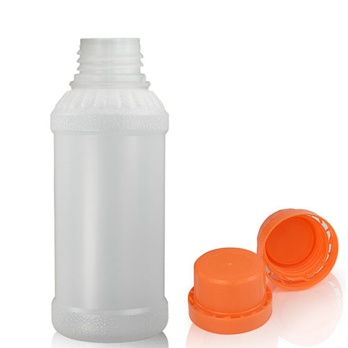 250ml HDPE Plastic Juice Bottle With Orange T/E Cap