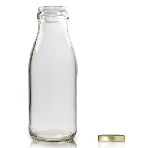 250ml Clear Glass Juice Bottle With Gold Twist Off Cap