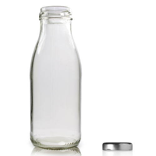 250ml Clear Glass Juice Bottle With Silver Twist Off Lid (Wholesale) - Pallet Quantity - 2660