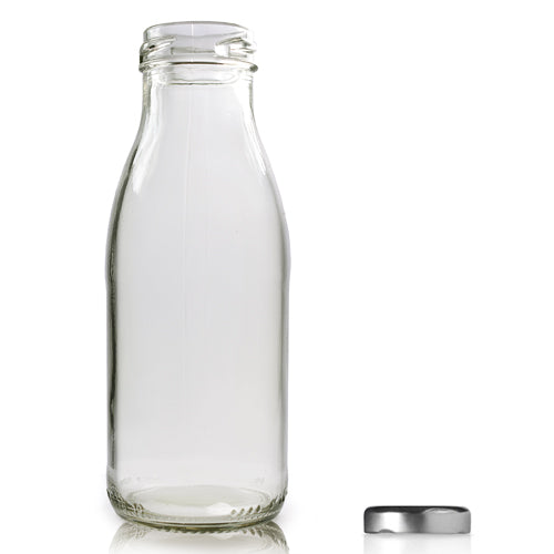 250ml Clear Glass Juice Bottle With Silver Twist Off Cap