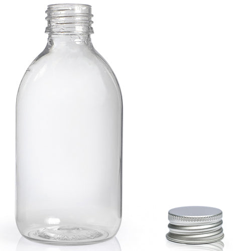 250ml Clear PET Sirop Bottle & 28mm Aluminium Cap