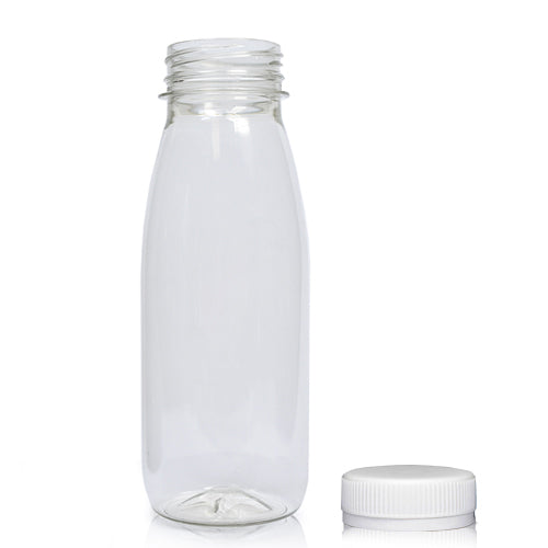 250ml Classic Clear 30% RPET Juice Bottle (Wholesale) - 38mm Natural T/E Bottle Cap