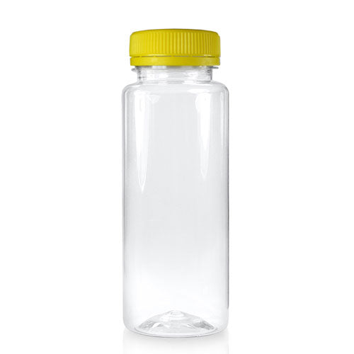 250ml Slim Plastic Juice Bottle (38mm Neck) (Wholesale) - 38mm Yellow T/E Bottle Cap