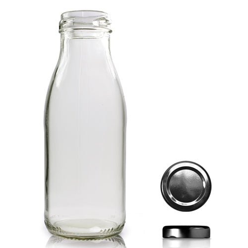 250ml Glass Juice bottle with black lid