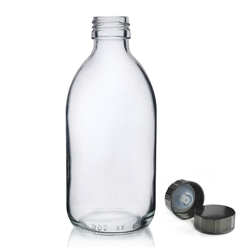 300ml Clear Glass Sirop Bottle & Urea Polycone Cap