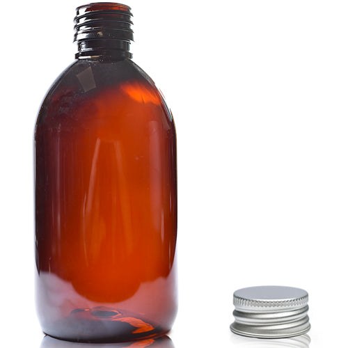 300ml Amber PET Sirop Bottle & 28mm Aluminium Cap