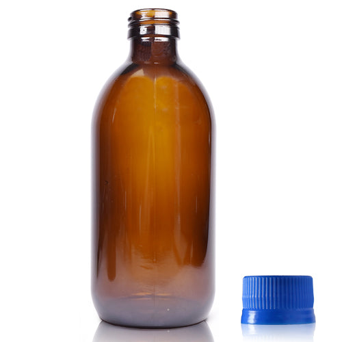330ml Amber Glass Drinks Bottle With Juice Cap (Surplus) - Blue