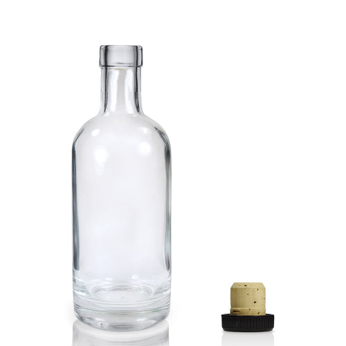350ml Clear Glass Polo Bottle & Cork Stopper Cap