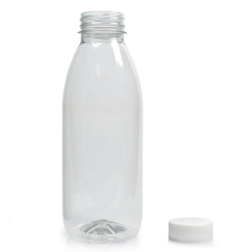 1000ml Classic Clear 30% RPET Juice Bottle (Wholesale) - 38mm Natural T/E Bottle Cap