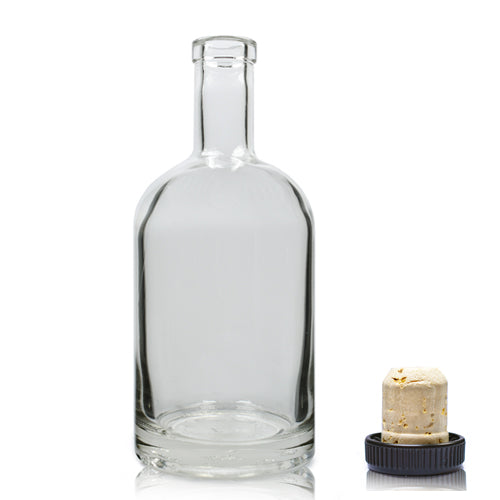 500ml Clear Glass Spirit Bottle & Cork Stopper Cap