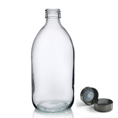 500ml Clear Glass Sirop Bottle &amp; Urea Polycone Cap