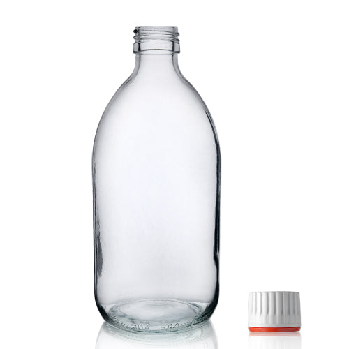 1000ml Clear Glass Sirop Bottle & 28mm (Red Band) T/E Cap