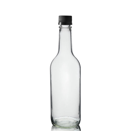 500ml Clear Glass Mountain Bottle With Black MCA Screw Cap