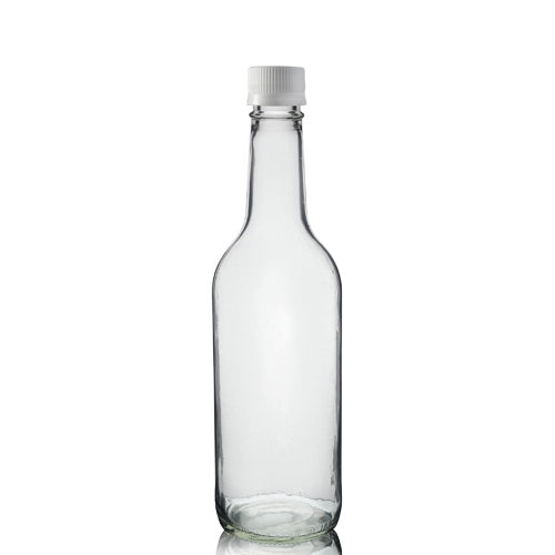 500ml Clear Glass Mountain Bottle With White MCA Screw Cap