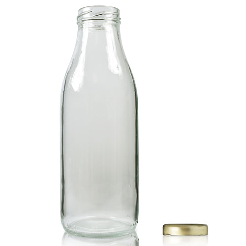 500ml Clear Glass Juice Bottle With Twist Off Cap - Gold