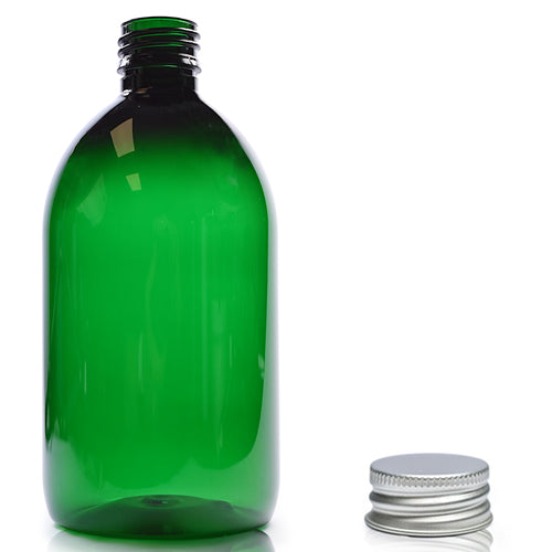 500ml Green PET Sirop Bottle & 28mm Aluminium Cap