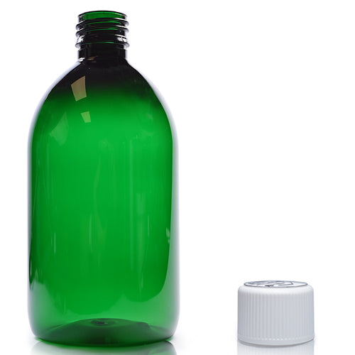 500ml Green PET Sirop Bottle & 28mm White CR Cap