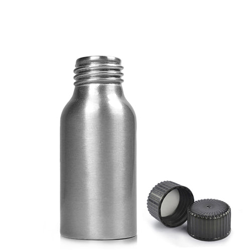 50ml Brushed Aluminium Bottle With Screw Cap - Black