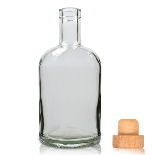 700ml Clear Glass Spirit Bottle & Cork Stopper Cap