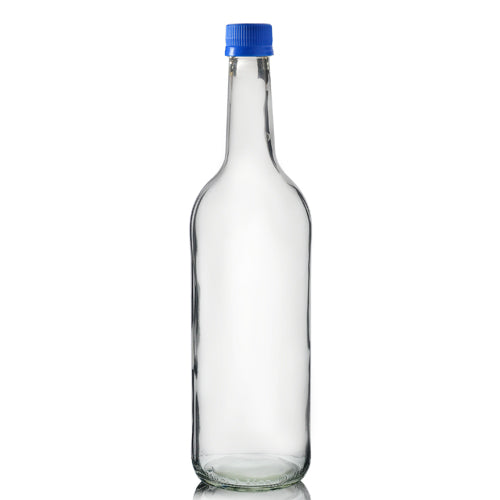 750ml Clear Glass Mountain Bottle With Blue MCA Screw Cap