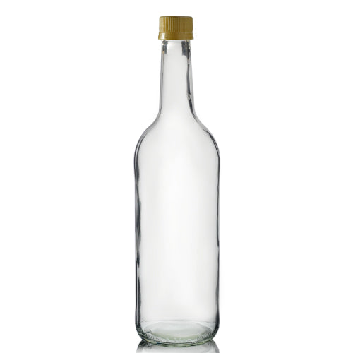 750ml Clear Glass Mountain Bottle With Gold MCA Screw Cap